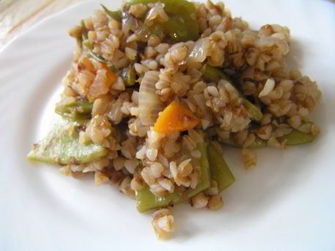 Рецепт гречотто с молодой стручковой фасолью