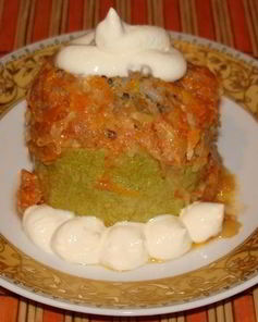 Кабачки с фаршем и рисом