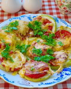 Кабачки с помидорами и сыром в духовке