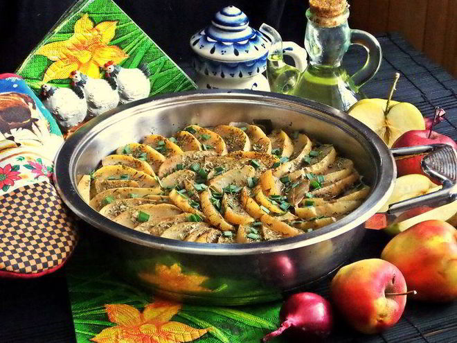 Рецепт капусты под яблоками