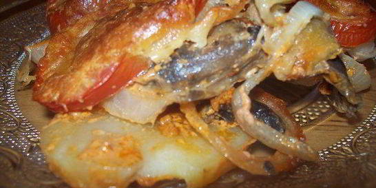 Овощной гратен с грибами