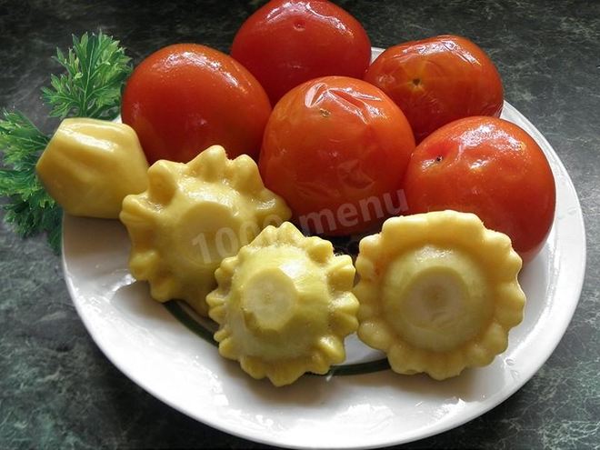Рецепт патиссонов с помидорами