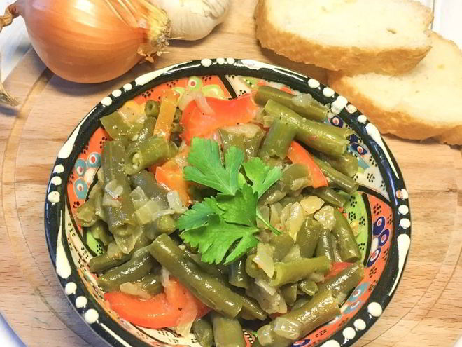Рецепт стручковой фасоли с болгарским перцем