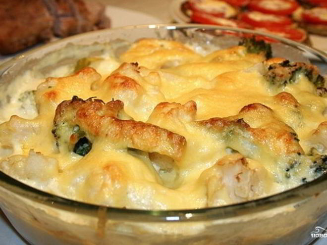 Рецепт цветной капусты, запеченной под соусом