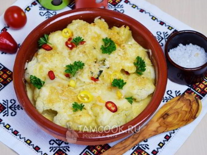 Рецепт цветной капусты, запеченной в духовке с сыром