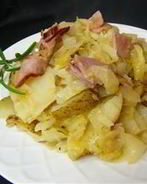 Тушеная капуста с картошкой и ветчиной