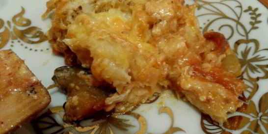 Запеченные овощи под картофельно-сырной корочкой