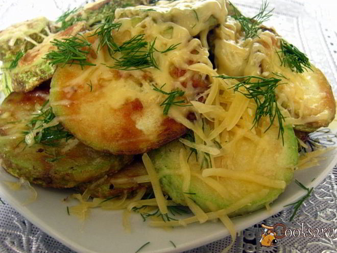 Рецепт жареных кабачков с сыром