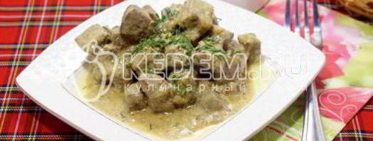 говяжья печень со сметаной и зеленью. Шаг 7