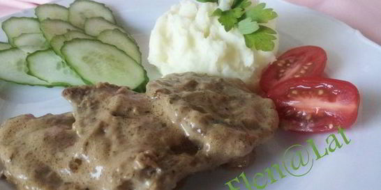 Говяжья печень в сливочном соусе