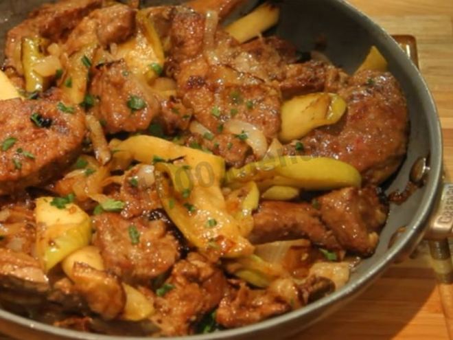 Рецепт говяжьей печени жареной с луком