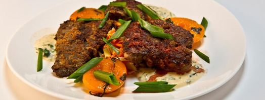 хрустящая говяжья печень с пряными персиками. Шаг 9