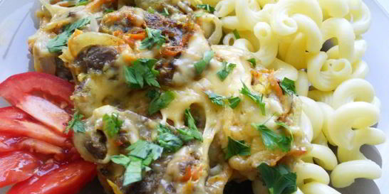 Куриная печень под сырной шубой