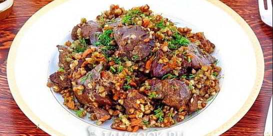 Куриная печень с гречкой в мультиварке