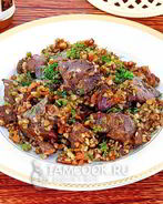 Куриная печень с гречкой в мультиварке