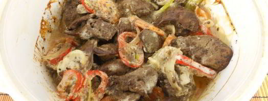 куриная печень с овощами в духовке. Шаг 6