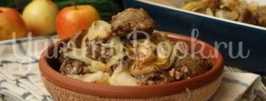 куриная печень с яблоками. Шаг 6