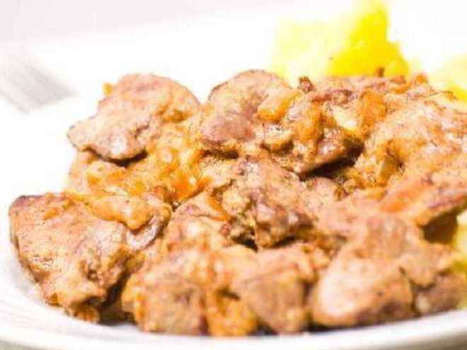 Рецепт куриной печени в банановом соусе