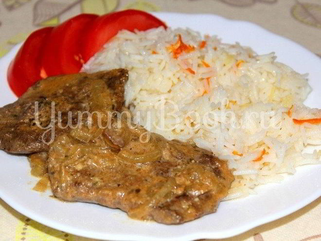 Рецепт нежной печени в сметане