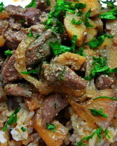 Печень барашка с айвой