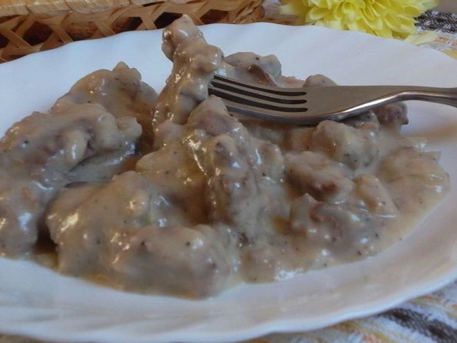 Рецепт печени куриной в сметане