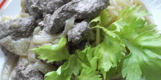 Печень по-строгоновски