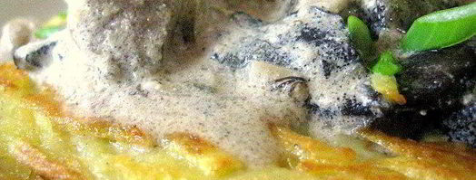 печень с грибами на картофельном блине. Шаг 9