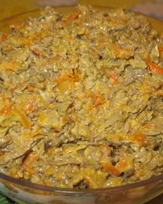 Печень с морковью и луком