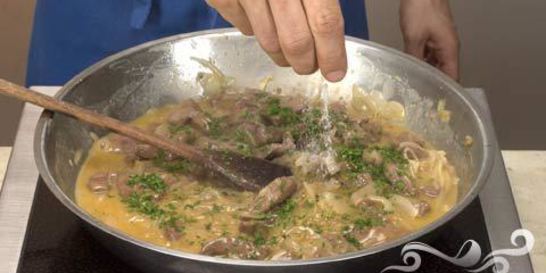 Печень с полентой