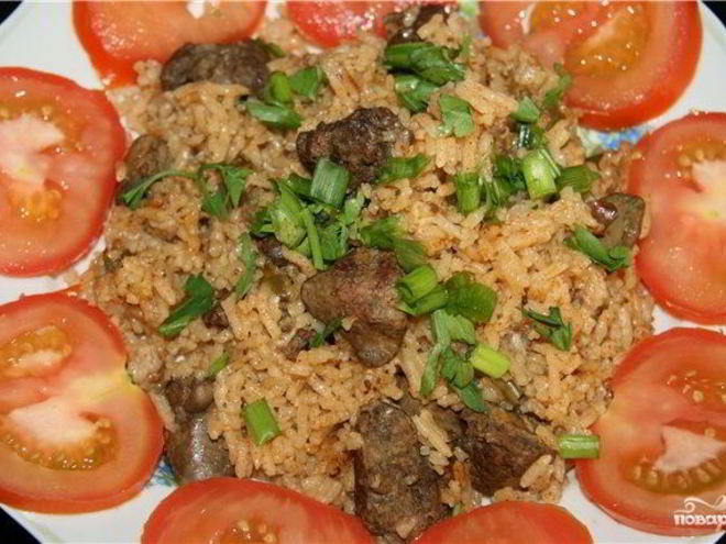 Рецепт печени с рисом