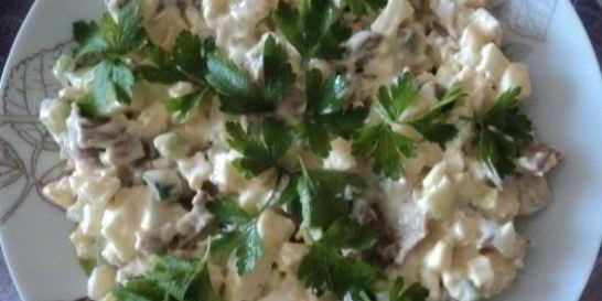 Печень с вешенками