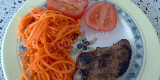 Печень свиная жареная