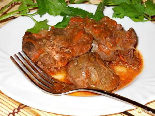 Рецепт печени тушеной в томатном соку