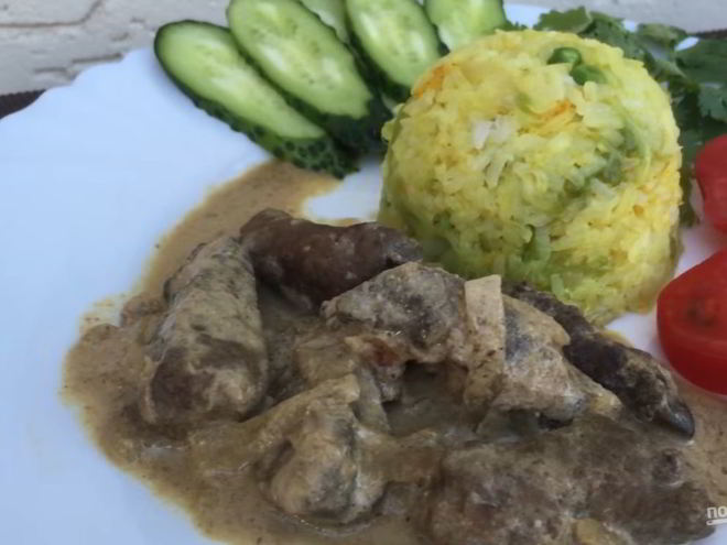 Рецепт печени, тушенной в сметане