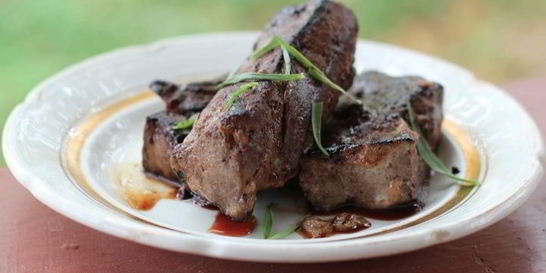 Печень в абрикосовой глазури