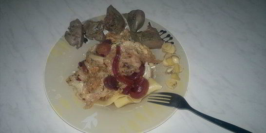 Печенка с Итальянской пастой в тайском стиле