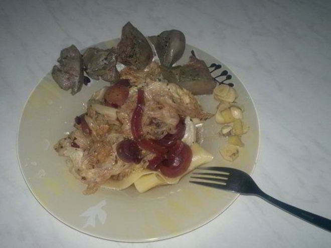 Рецепт печенки с итальянской пастой в тайском стиле