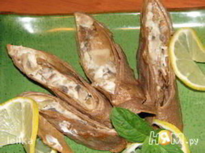 Рецепт печеночных рулетов, фаршированных шампионами