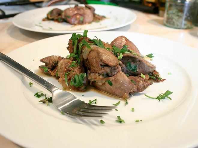 Рецепт утиной печени с луком