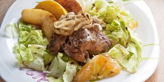 Жареная на сковороде утиная печень