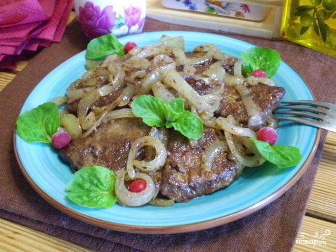 Рецепт жареной печени с луком