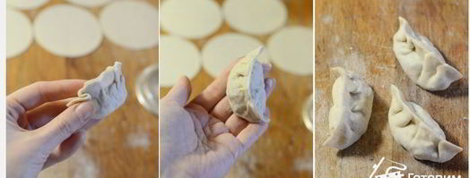 китайские пельмени с капустой и грибами. Шаг 4