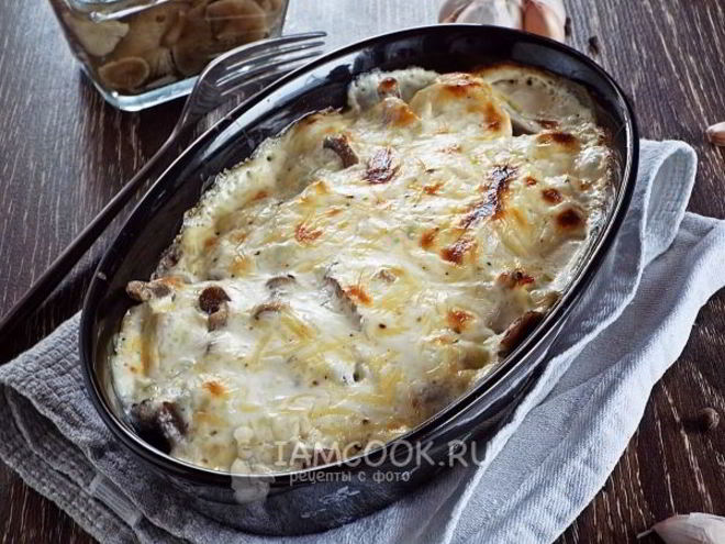 Рецепт пельменей с опятами и сыром в духовке