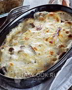 Пельмени с опятами и сыром в духовке