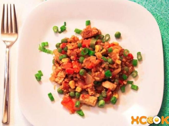 Рецепт овощной паэльи с грибами