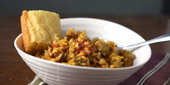 Паэлья с курицей и грибами