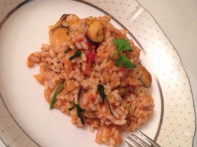 Рецепт паэльи с мидиями и креветками