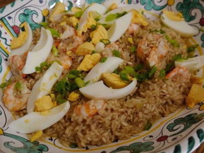 Рецепт плова из бурого риса с креветками