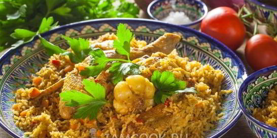 Плов из бурого риса с курицей