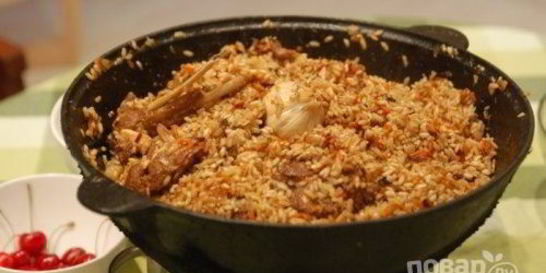 Плов из говядины в казане